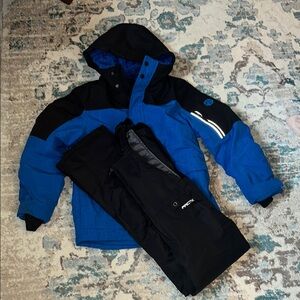 ZeroXposur Blue and Black Puffer Coat and Overalls for Winter Sports